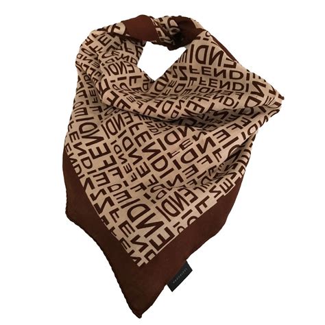 fendi silk scarf brown|Fendi silk scarf women's.